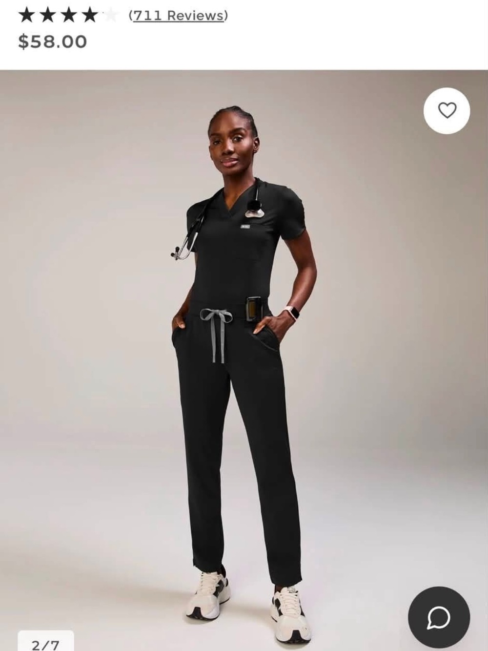 Figs Black Drawstring Track Pants & Joggers